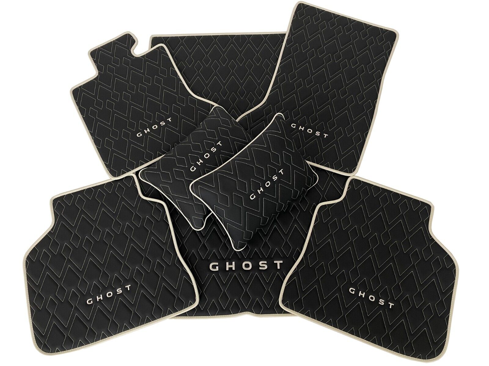 Rolls Royce Ghost Eco Leather Floor Mats, Trunk, Pillows in various colors