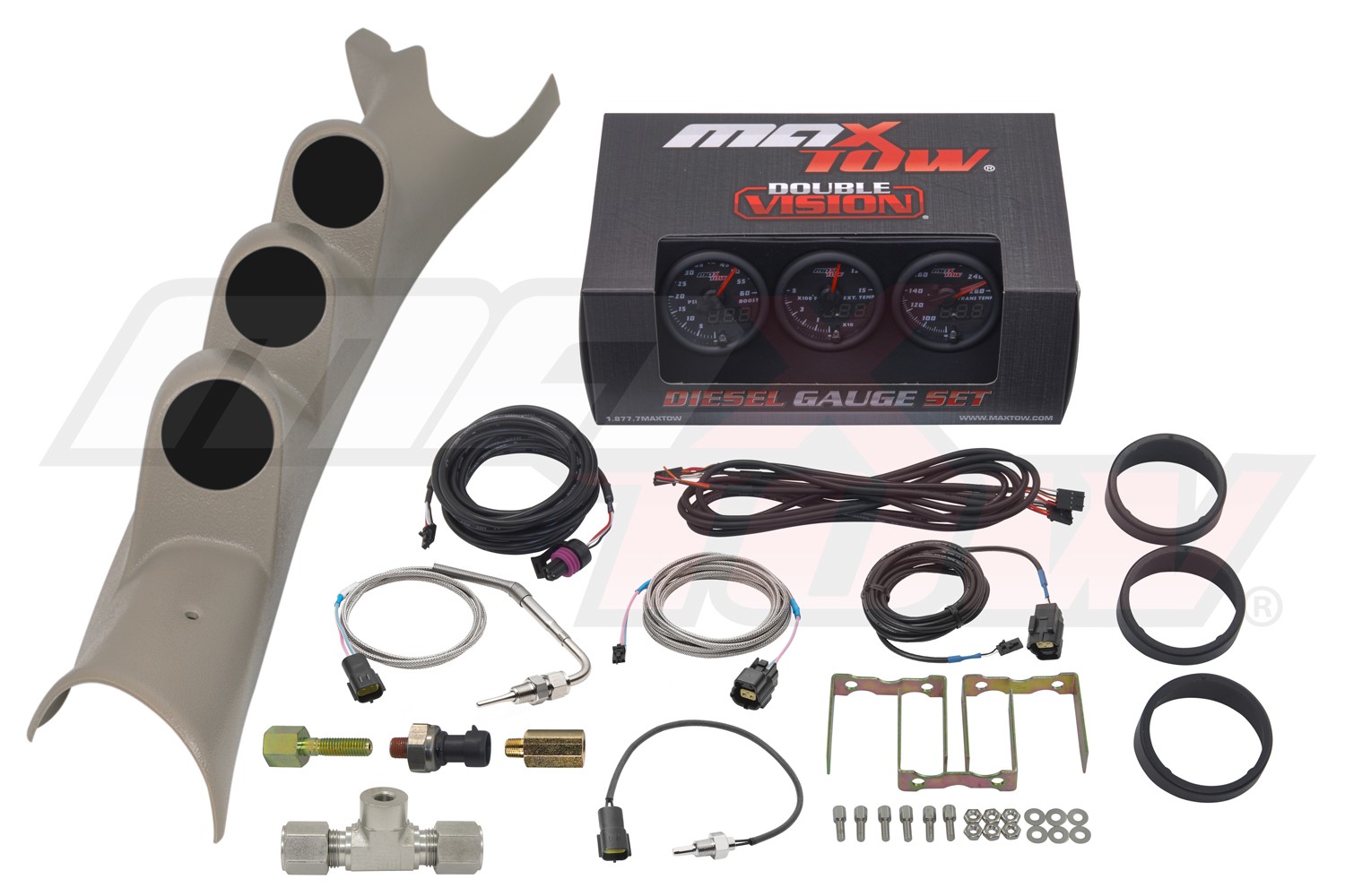 MaxTow Black/Green Boost/EGT/Trans Temp Gauges & Pod Fits 03-09 Ram Cummins