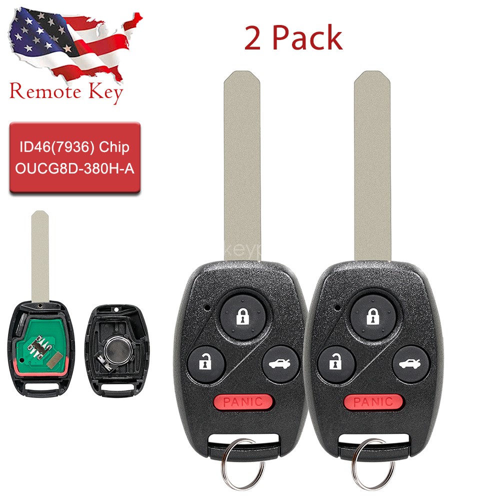 2 For Replacement 2003 2004 2005 2006 2007 Honda Accord Remote Keyless Key Fob