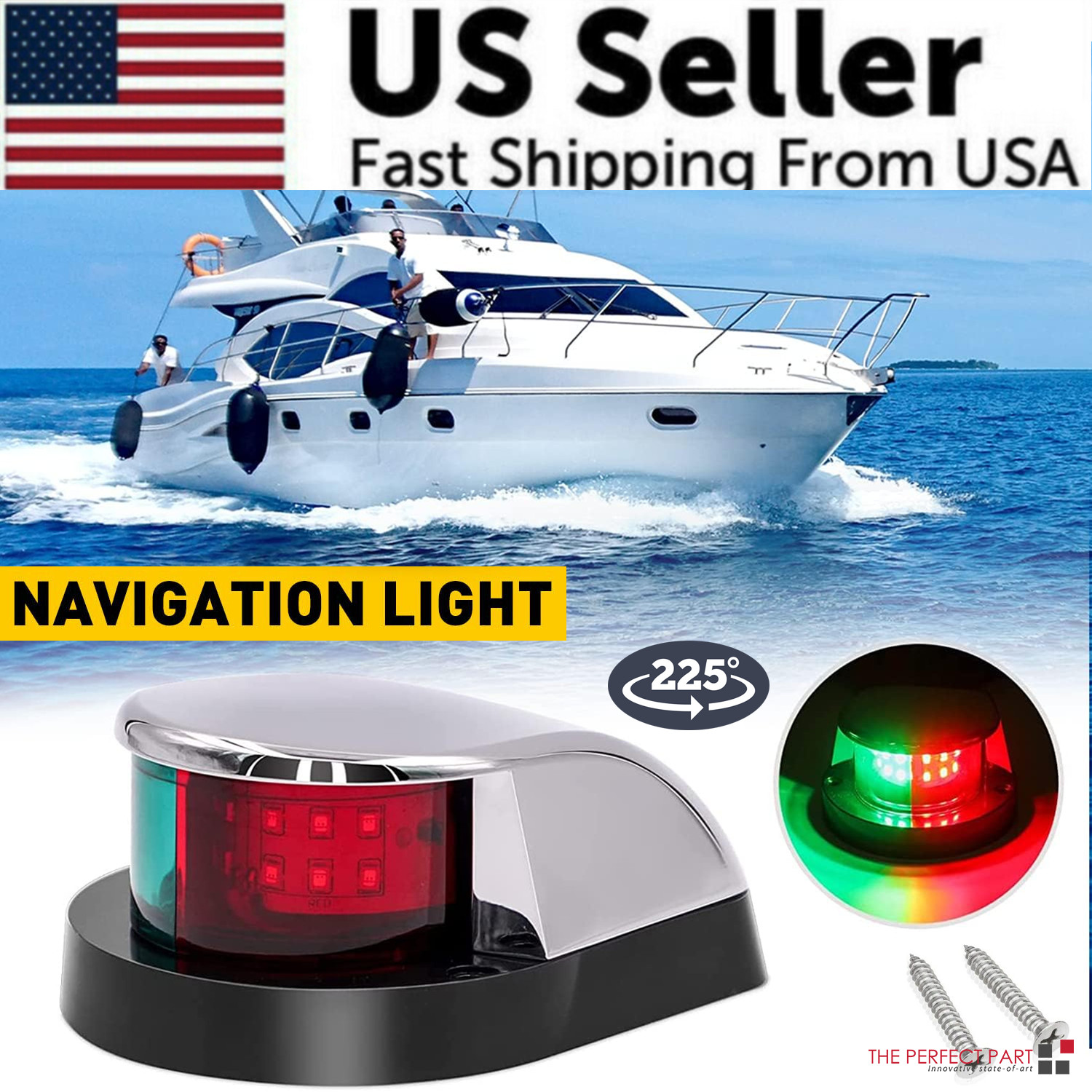 Waterproof Boat Navigation Light LED Bow Marine Front Pontoon Lamp Red Green 12V Waterproof Boat Navigation Light LED Bow Marine Front Pontoon Lamp Red Green 12V