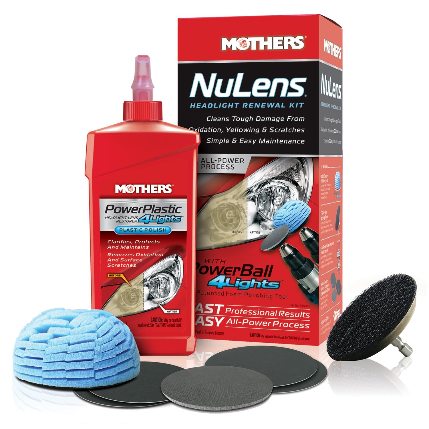 Mothers NuLens Headlight Renewal Kit — Quickly Restores & 8 fl. oz., No Color Mothers NuLens Headlight Renewal Kit — Quickly Restores & 8 fl. oz., No Color