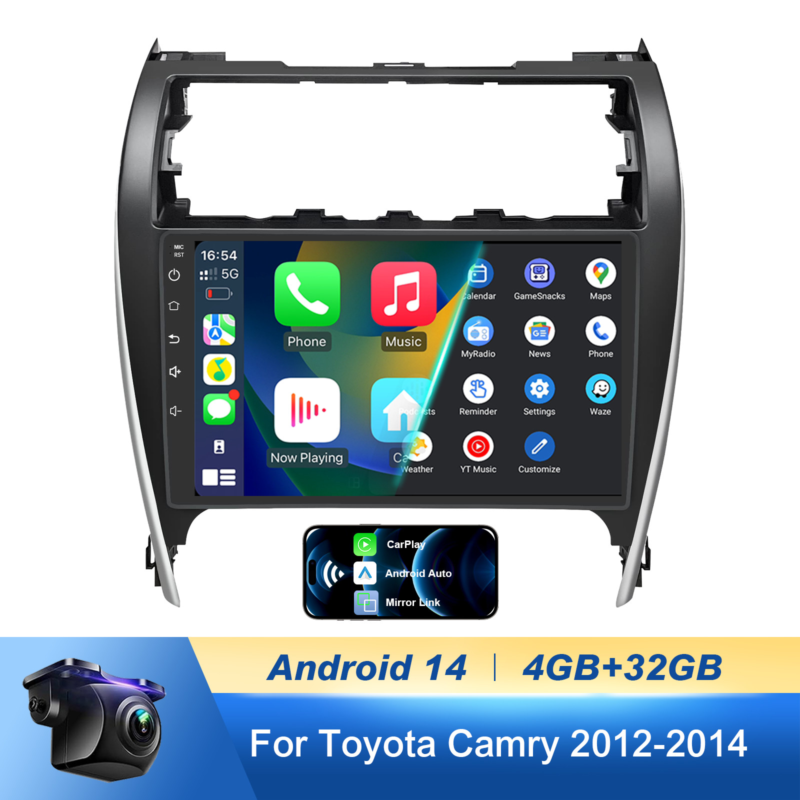 8Core 4+32G Android14 Radio for Toyota Camry 2012-2014 Carplay GPS Head Unit 8Core 4+32G Android14 Radio for Toyota Camry 2012-2014 Carplay GPS Head Unit