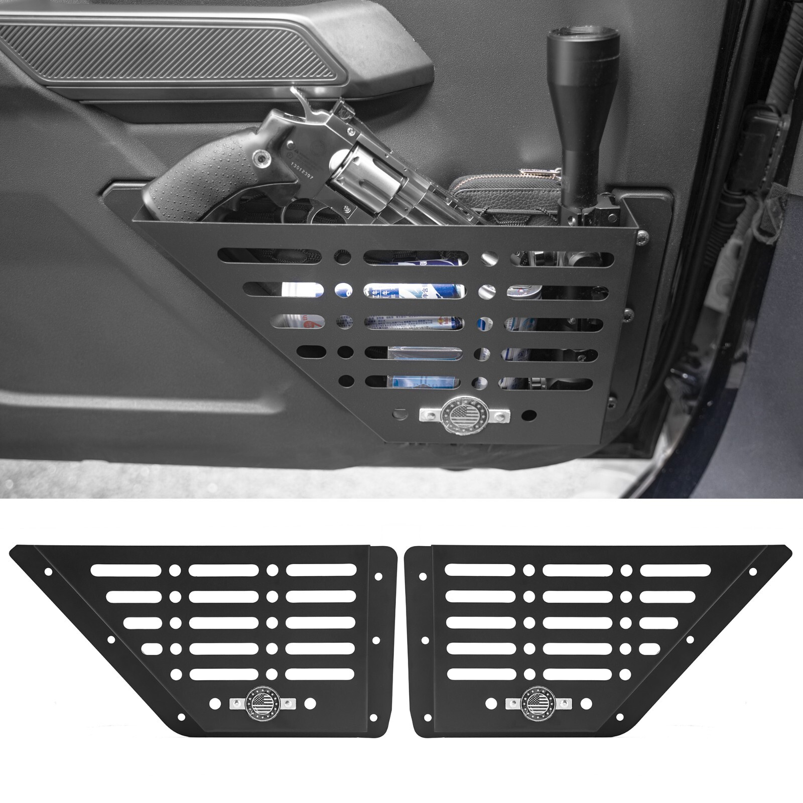 2 PCS Metal Front Door Storage Box for 2021-2024 2/4 Door Ford Bronco
