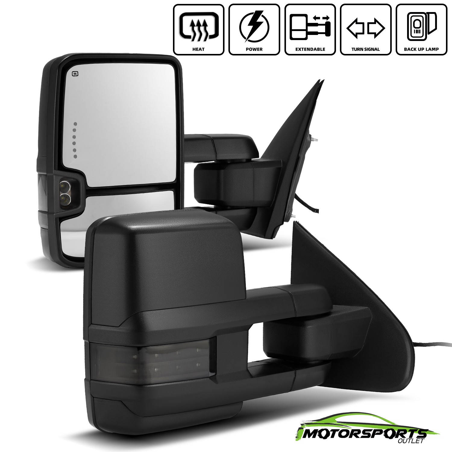 For 2014-2018 Silverado Sierra Power Heated Defrost Tow Mirrors Led Signal Smoke