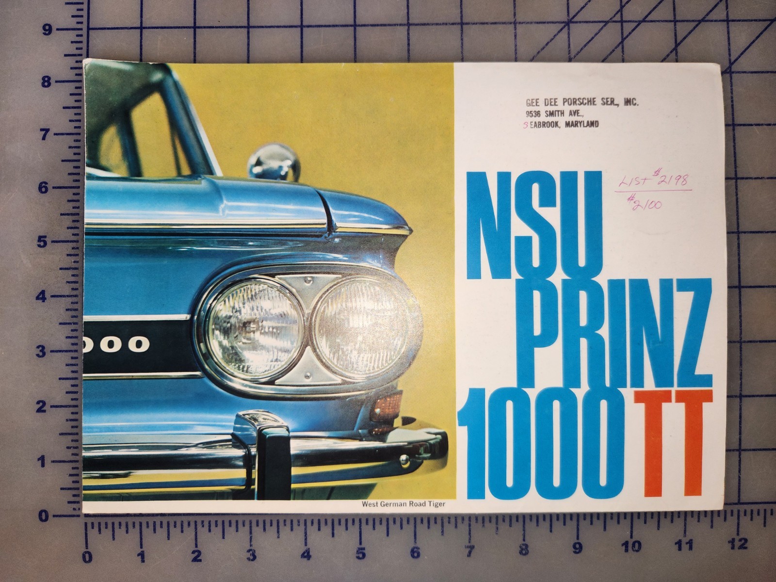 1966 NSU Prinz 1000 TT Brochure Folder Original
