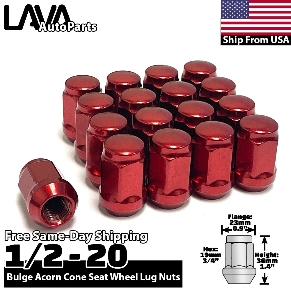 20x Red 1/2-20 Conical Lug Nut Fit Ford Explorer Taurus Mustang Ranger LTD