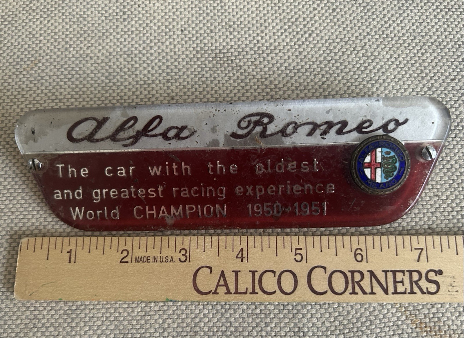 Vintage 1950’s Alfa Romeo Radio Blanking Plate. Complete W/OEM Hardware.