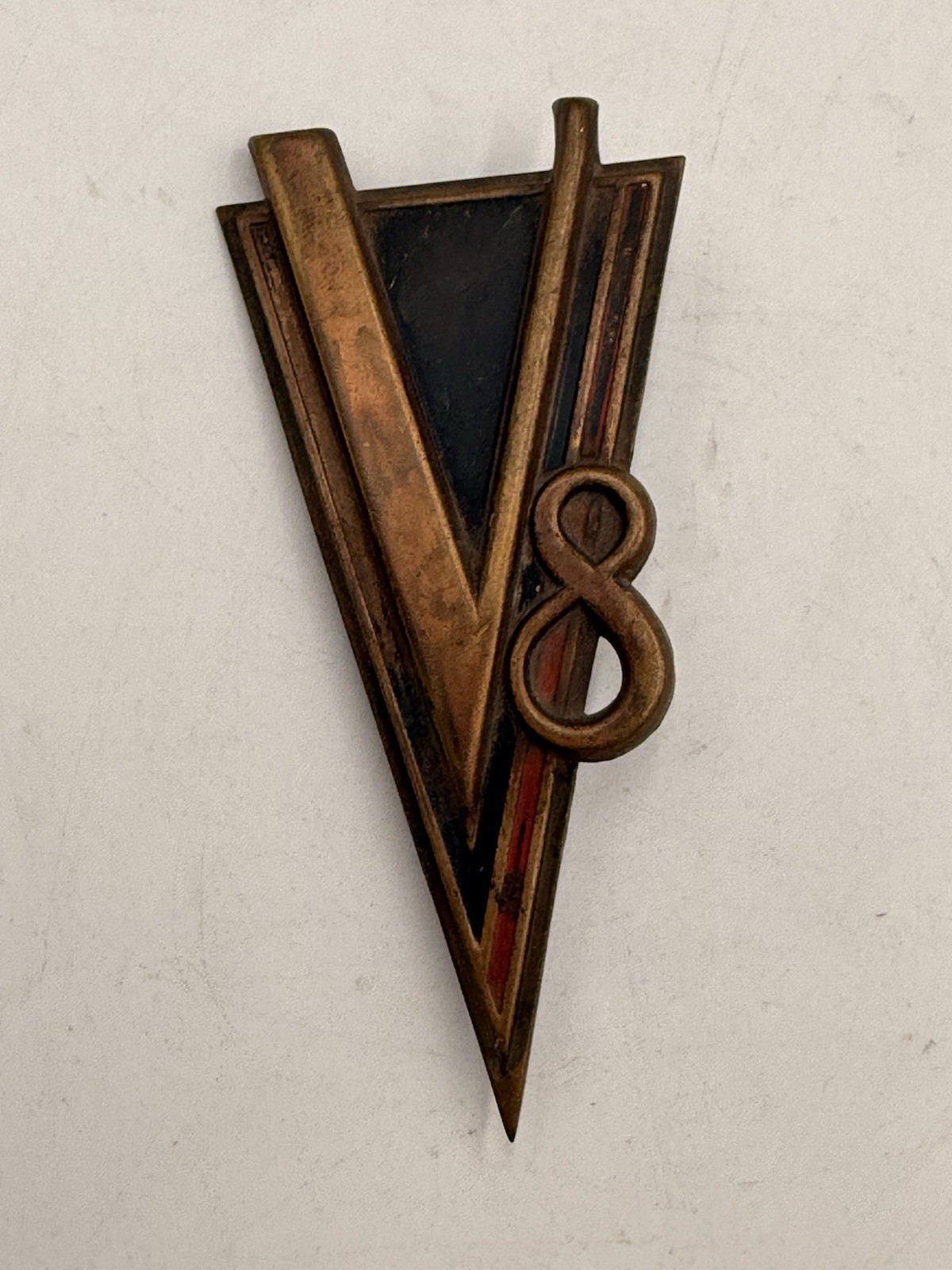 1934-1938 V8 Cadillac Trunk Emblem Lasalle Rear Deck Lid Ornament Back Molding 1934-1938 V8 Cadillac Trunk Emblem Lasalle Rear Deck Lid Ornament Back Molding