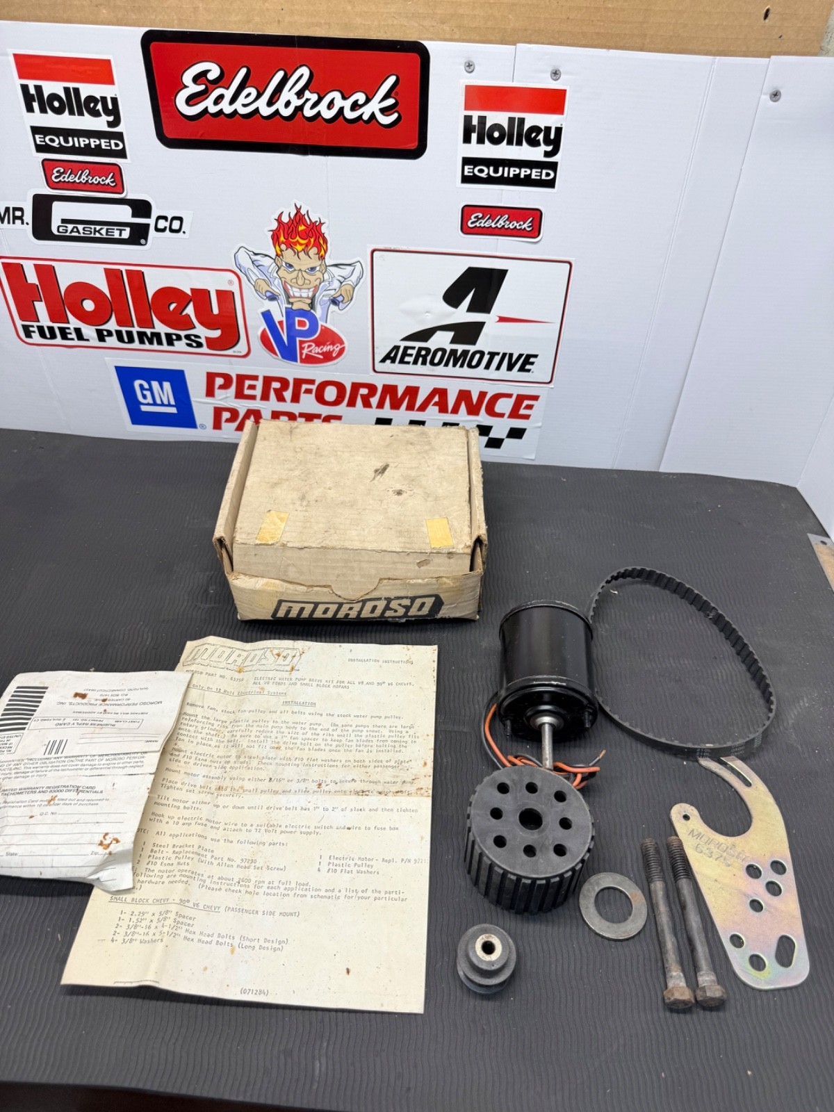 MOROSO 63750 ELECTRIC WATER PUMP DRIVE  12V PULLEYS BELT MISSING SWITCH HARDWARE