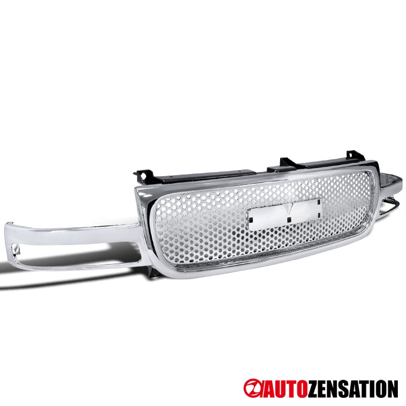 Fit 99-02 GMC Sierra 1500 2500 00-06 Yukon Chrome Round Mesh Front Hood Grille Fit 99-02 GMC Sierra 1500 2500 00-06 Yukon Chrome Round Mesh Front Hood Grille