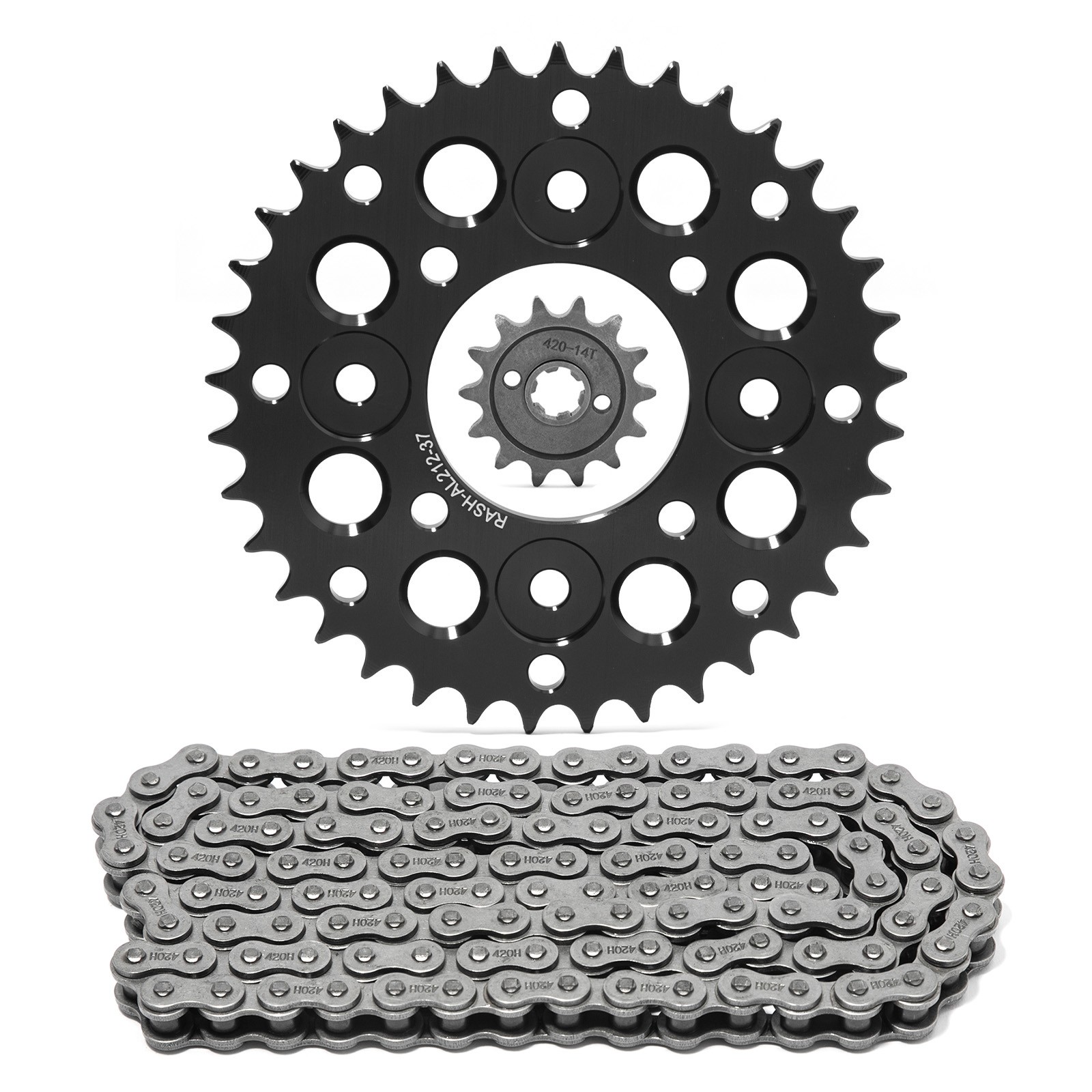 420 Pitch 14T 37T Non O-Ring Chain Sprocket Kit for Honda Grom 125 MSX125 Black