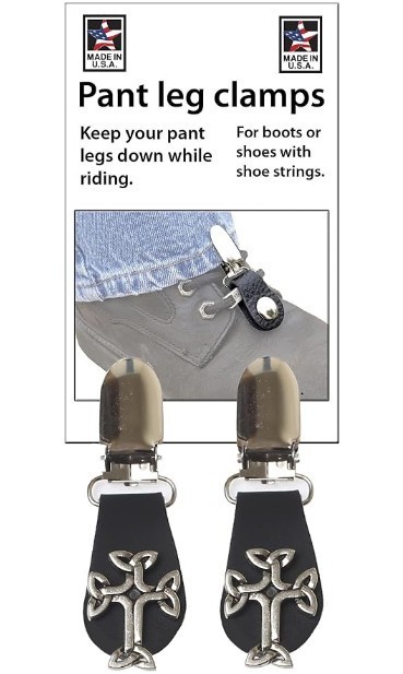 Warhawk Heavy Duty CELTIC CROSS Boot Clip Pant Leg Clamp for Bikers, USA 122-9