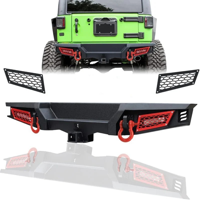SUNPIE Rear Bumper LED Lights D-Rings Hitch for 2007-2018 Jeep Wrangler JK/JKU