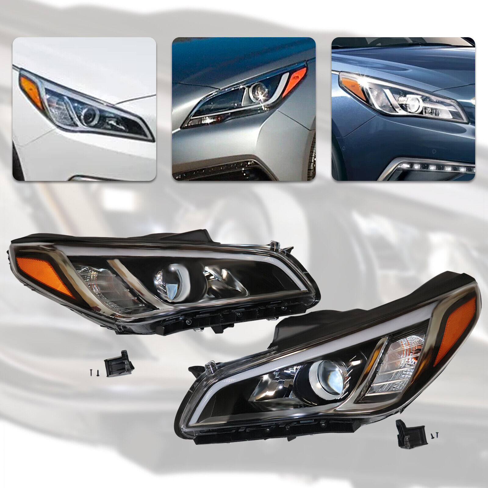 For 2015 - 2017 Hyundai Sonata Pair Headlights Headlamps Driver & Passenger US