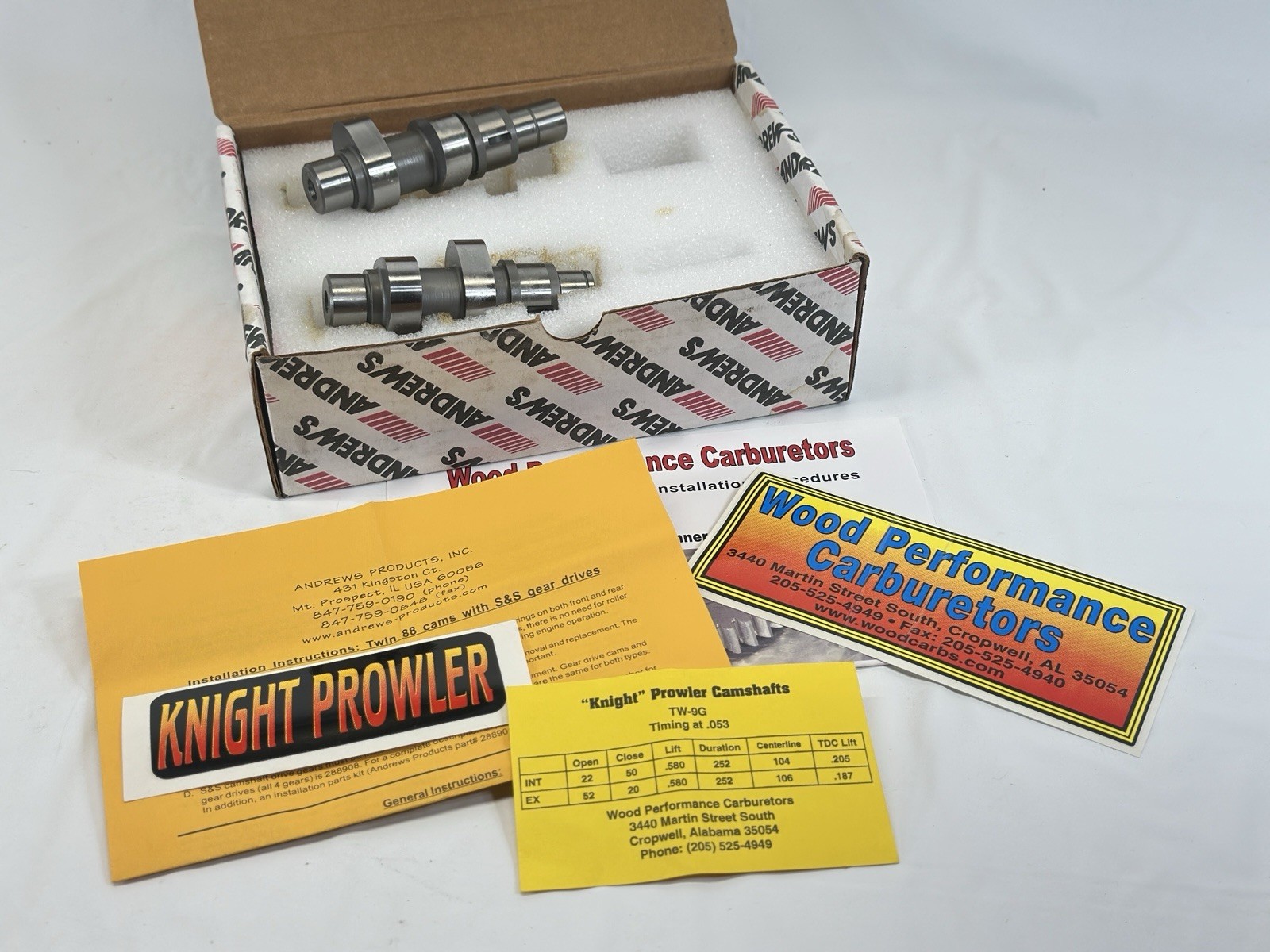 Wood Performance TW9-G .580 Gear Drive Camshafts 00-06 Harley Twin Cam TC88 Wood Performance TW9-G .580 Gear Drive Camshafts 00-06 Harley Twin Cam TC88