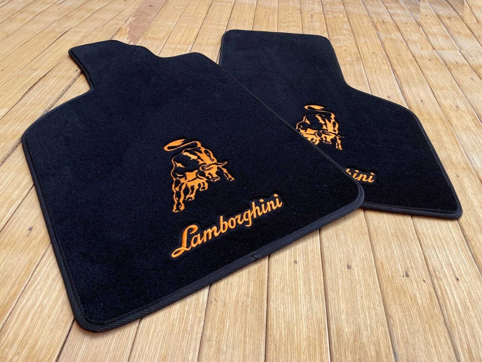 For Lamborghini Gallardo Floor mats carpet Black Orange letter 2pcs 2004-14  