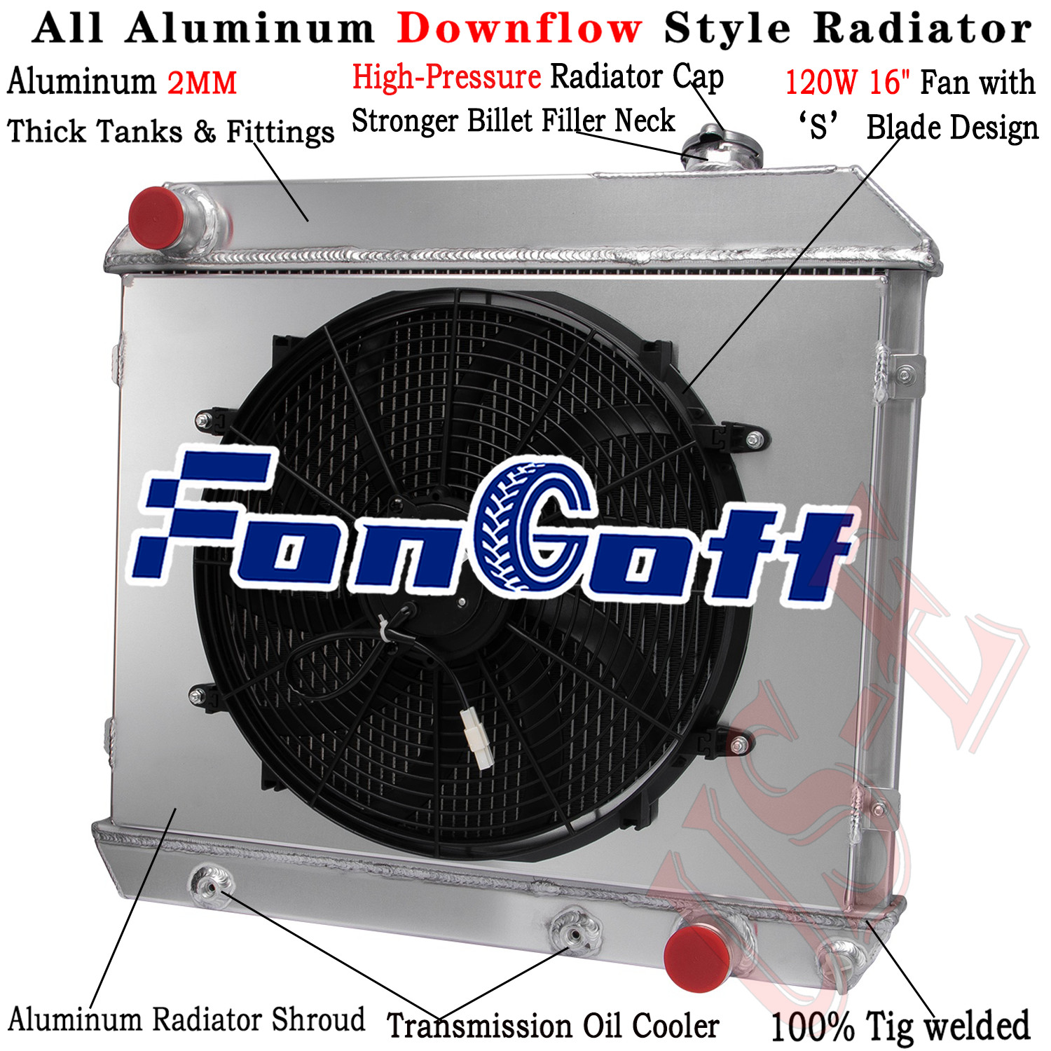CU284 3 Row Radiator Shroud Fan Fits 1963-66 Chevy/GMC C10 C20 C30 K20 Suburban