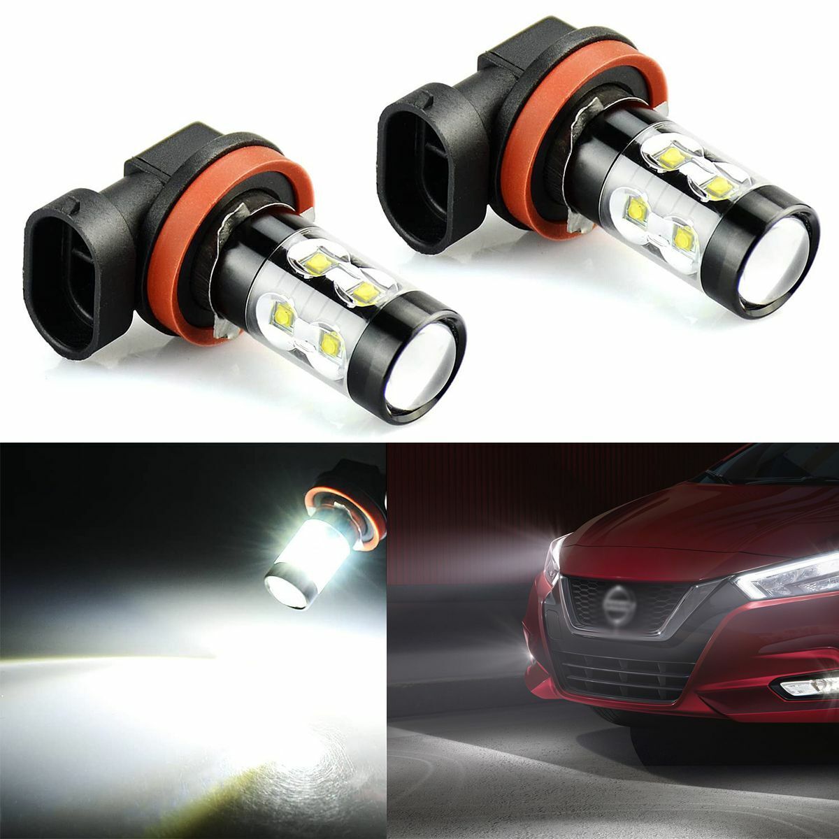 For Nissan Versa 2007-2020 LED Fog Driving Light H11 6000K White Bright Bulbs