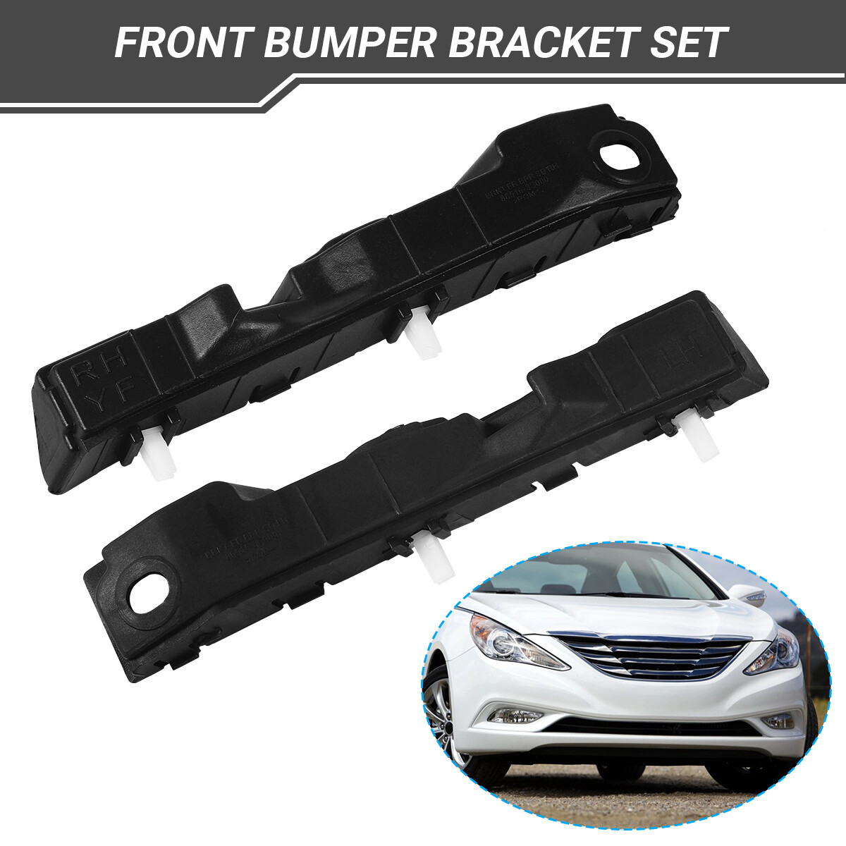For 2011-2014 Hyundai Sonata Front Bumper Bracket Retainer Support Pair Set 2pc