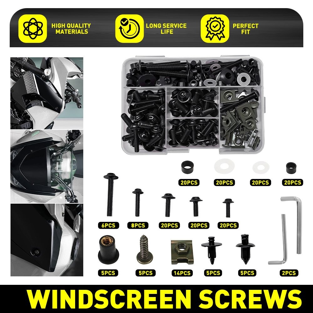 190X Fairing Bolt Kit Body Screw Nut Clip Fit Yamaha YZF R6 R1 R6S YZF600R FZ6/R