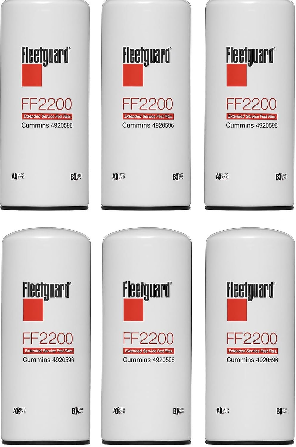 (Pack of 6) FLEETGUARD FF2200 Fuel Filter, StrataPore Cummins 4920586, P552200, (Pack of 6) FLEETGUARD FF2200 Fuel Filter, StrataPore Cummins 4920586, P552200,