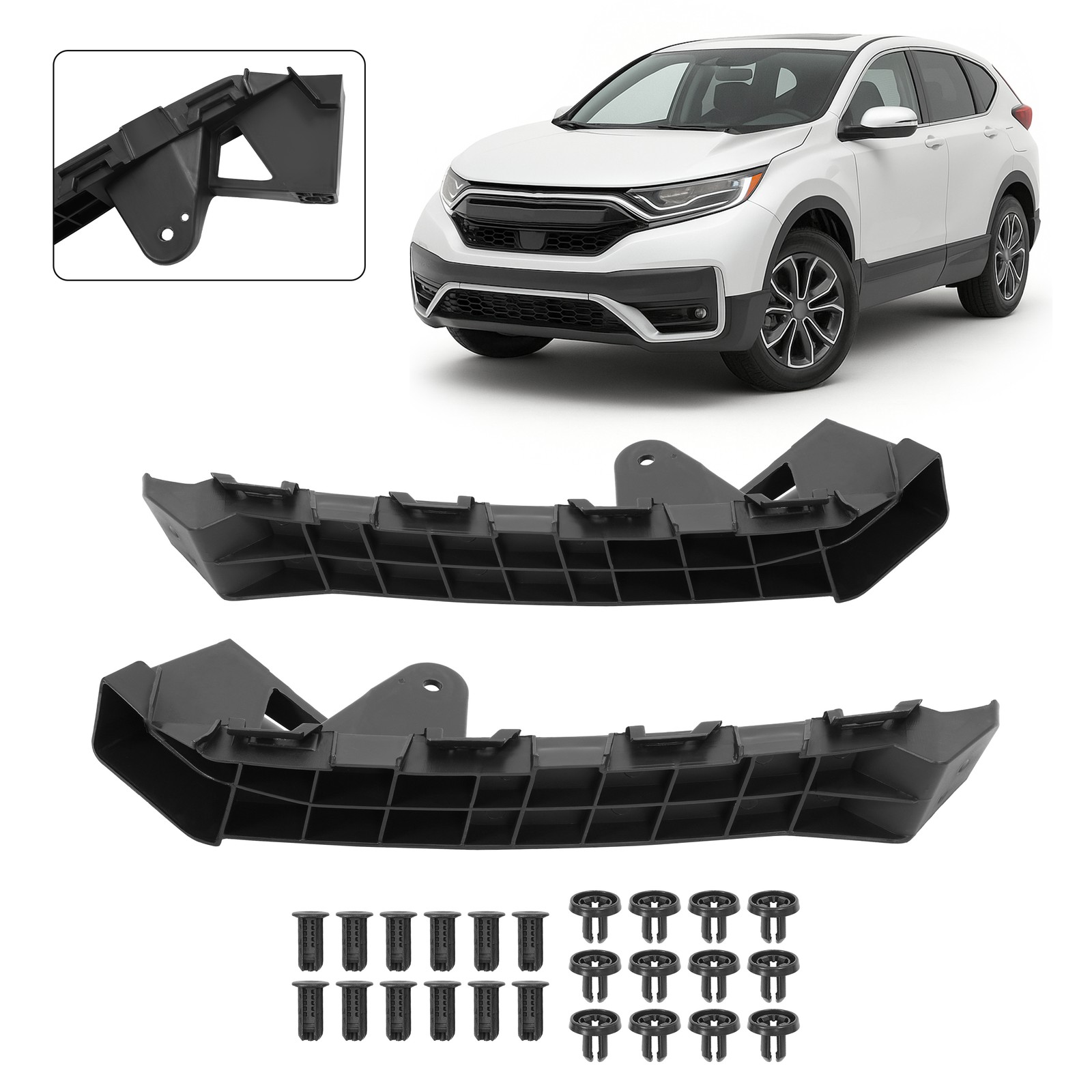 Pair Black Front Bumper Headlight Support Bracket For Honda CR-V CRV 2017-2022