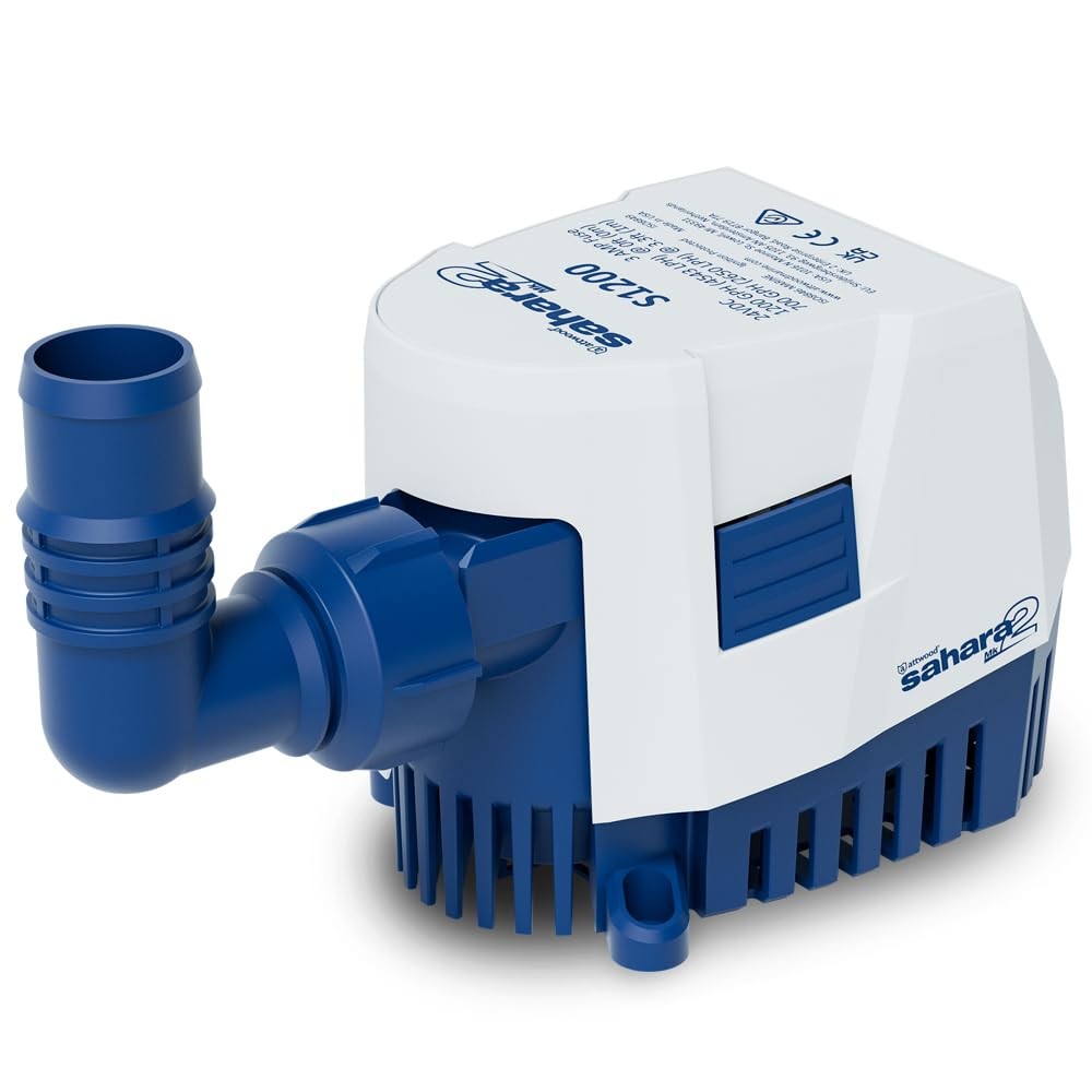Attwood 5512-7 Sahara MK2 S1200 (12V), Automatic Bilge Pump, 1200 GPH, with F...