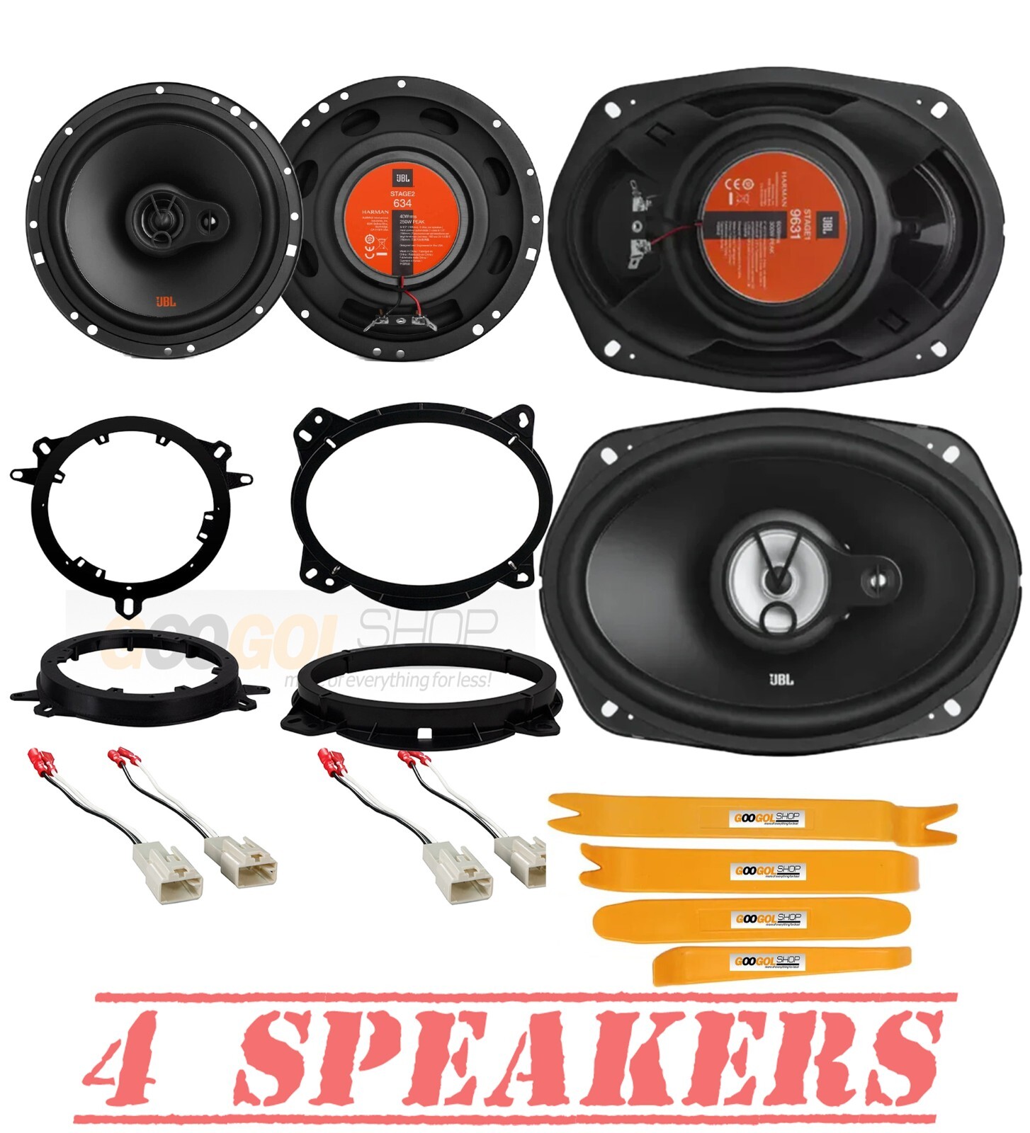 New JBL Front & Rear Door Car Speaker Upgrade bundle for 2005-2018 Toyota Tacoma
