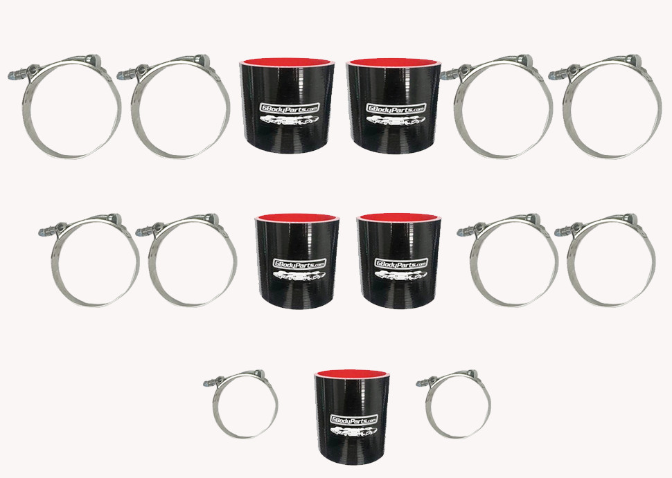 1986-87 Grand National MAF Pipe & Turbo Intercooler Hoses T-Bolt Clamp Set Black