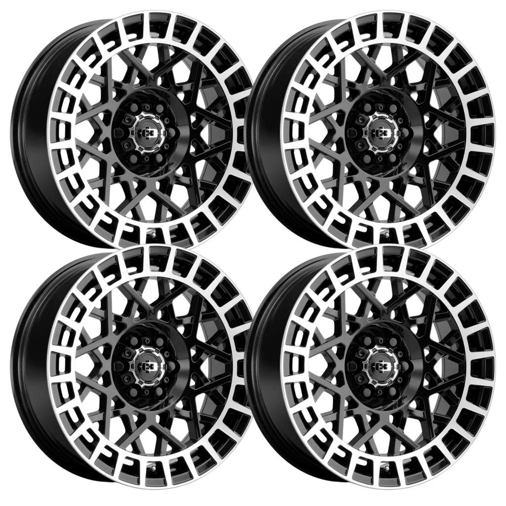 (Set-4) Vision 349 Savage 17x8.5 5x114.3 -24mm Black Machined Wheels 17 inch