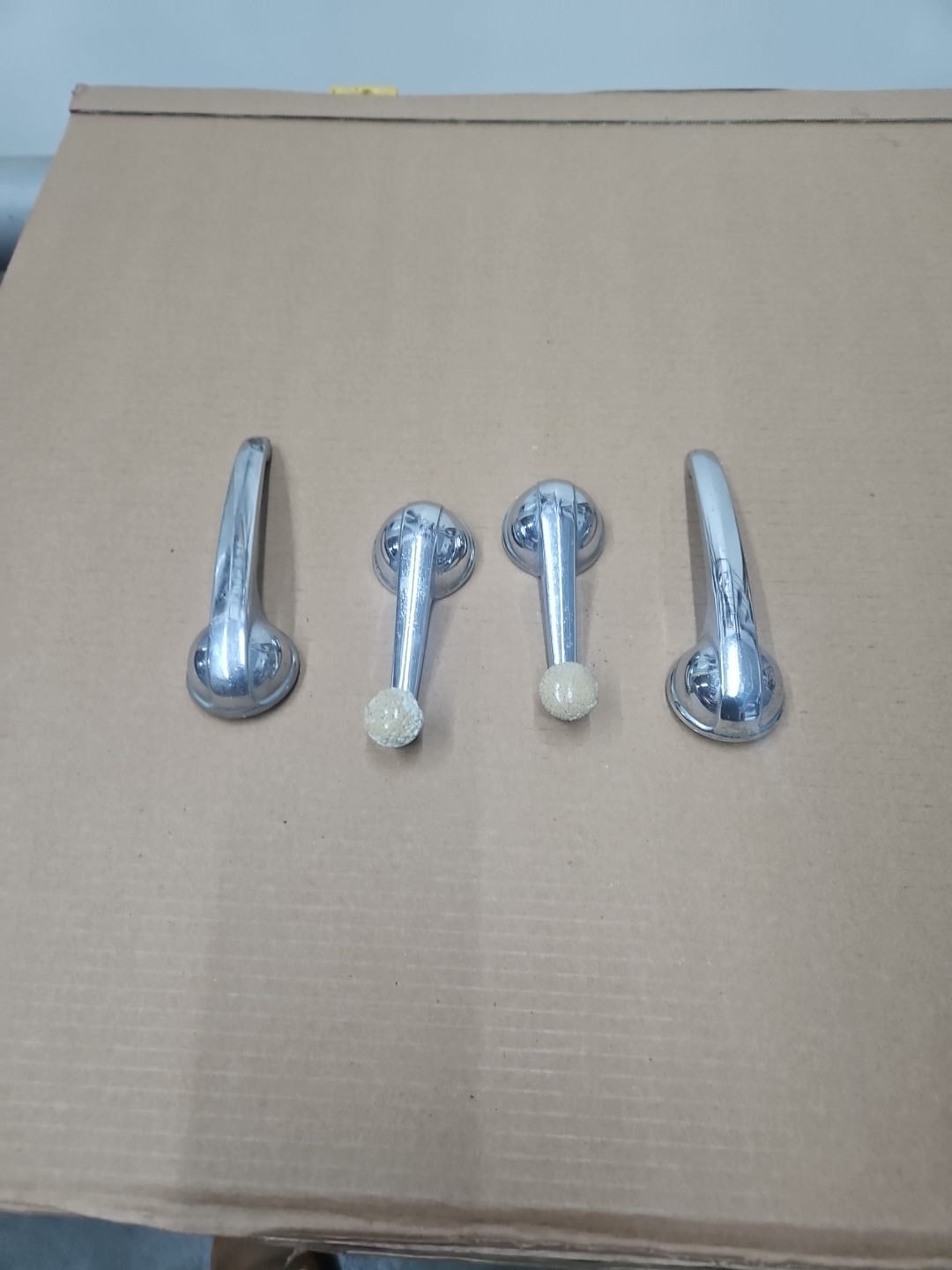 1955 56 57 58 GMC Truck Inside Chrome Door Handles Window Cranks BONE COLOR KNOB 1955 56 57 58 GMC Truck Inside Chrome Door Handles Window Cranks BONE COLOR KNOB