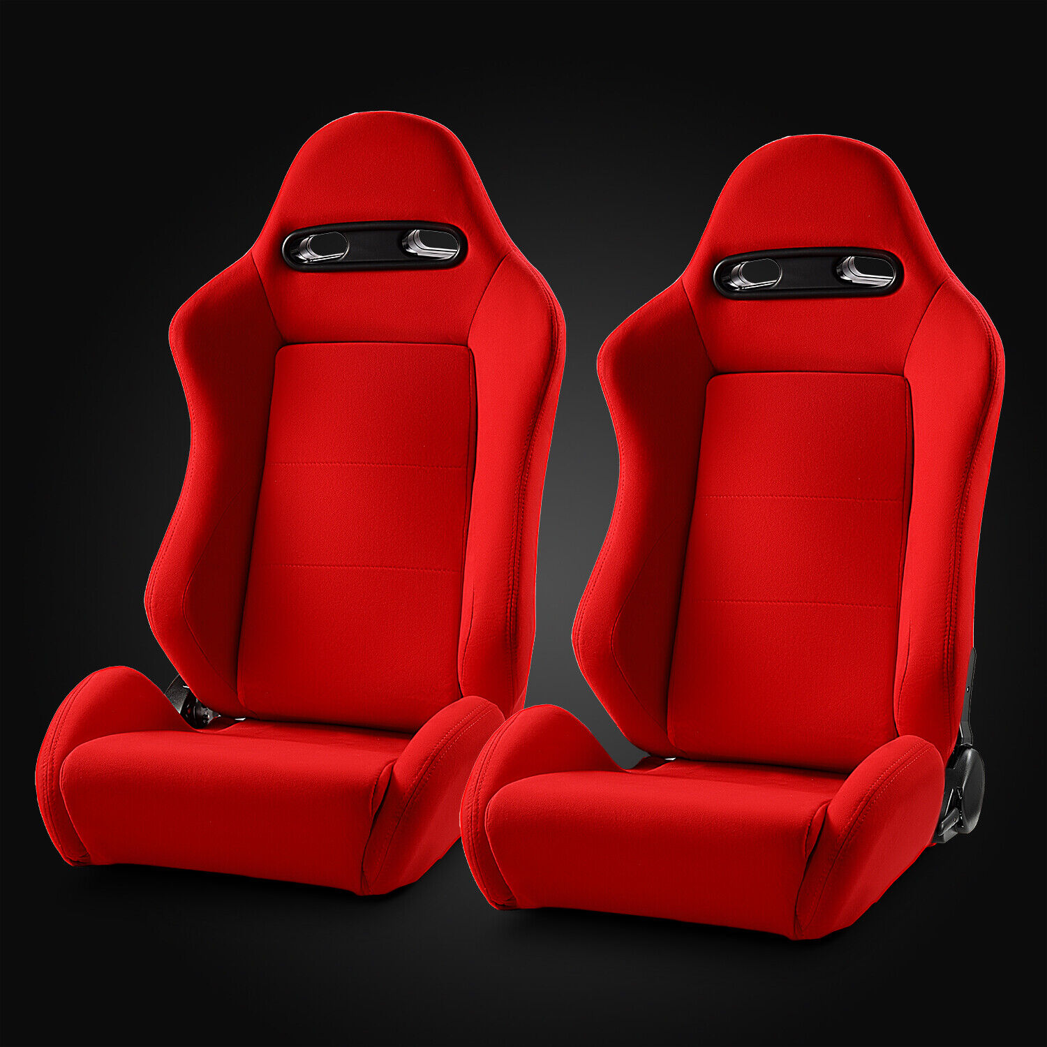 Reclinable RED Fabric Classic Style Racing Seats Left/Right W/Slider