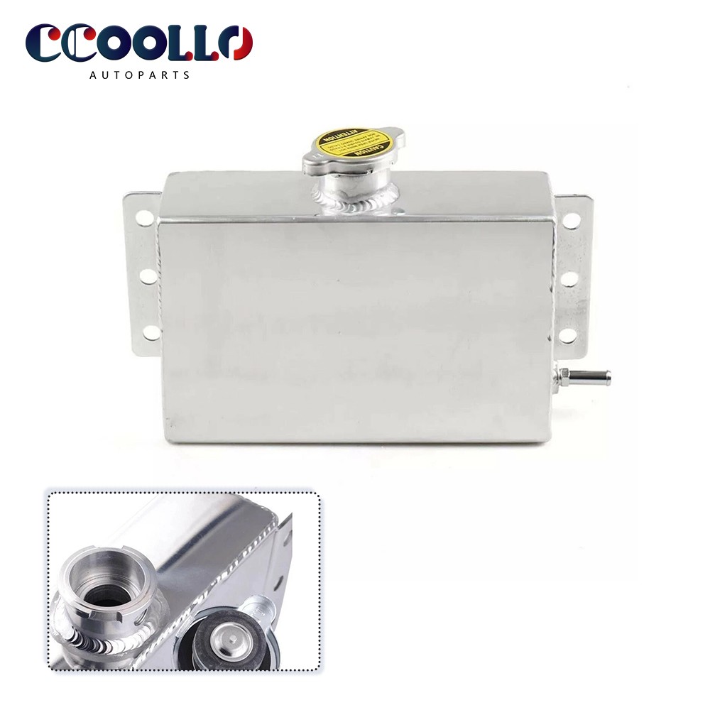 1.6L Aluminum Radiator Coolant Overflow Bottle Expansion Reservoir Tank Silver