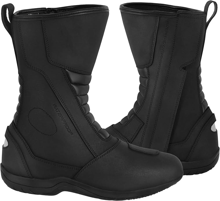 Motorcycle Riding Boots Genuine Leather Waterproof Motorbike Shoes Anti-Slip