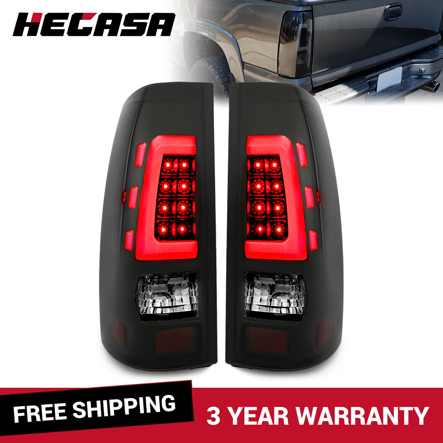 HECASA LED Tail Lights For 99-06 Chevy Silverado 99-02 GMC Sierra 1500 2500 3500