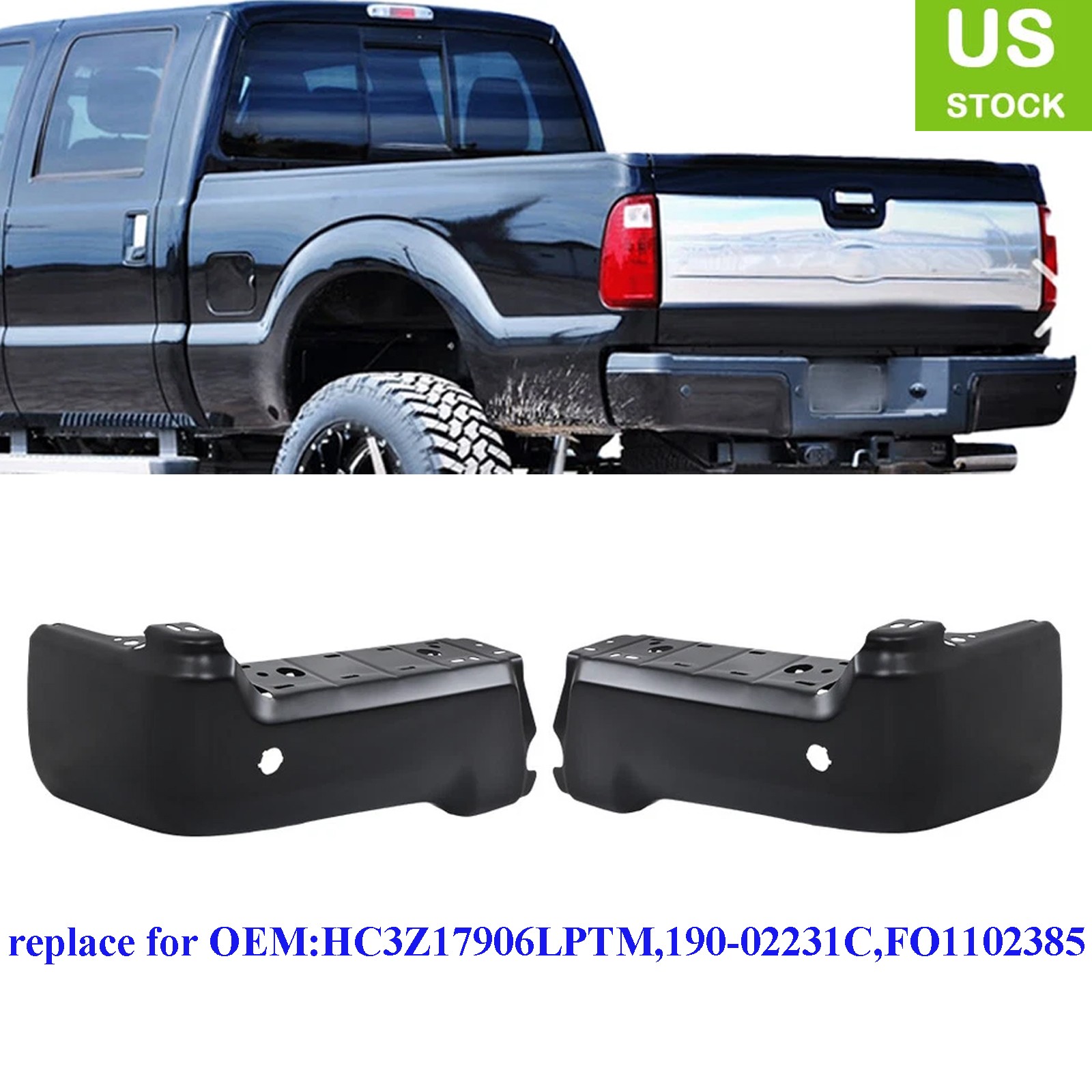 Black Rear Bumper Face Bars For Ford F250 F350 2017-2022 w/ Park hole FO1102385