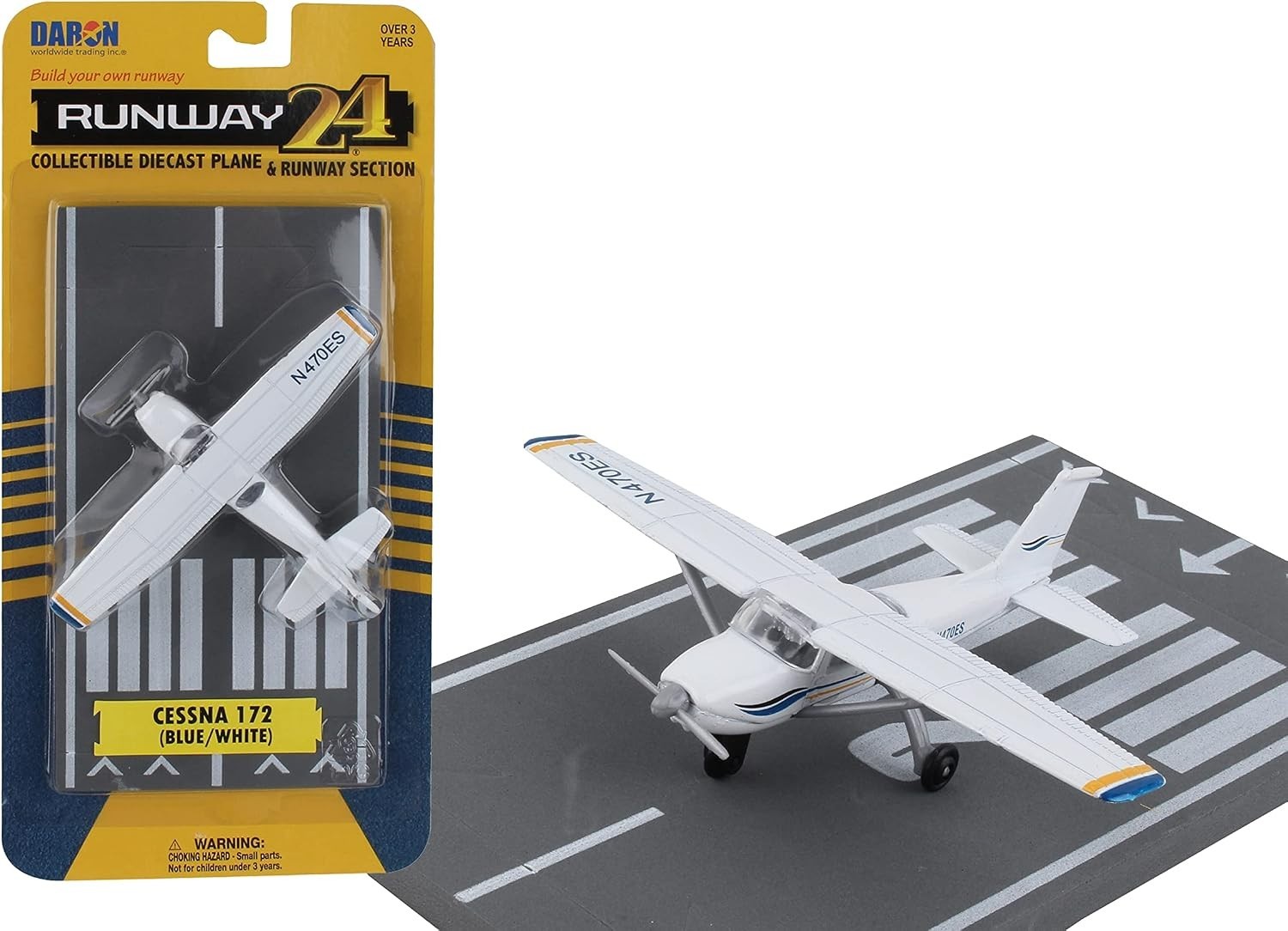 Durable 1:87 Scale Cessna 172 Skyhawk - Die-Cast Airplane for Imaginative Play