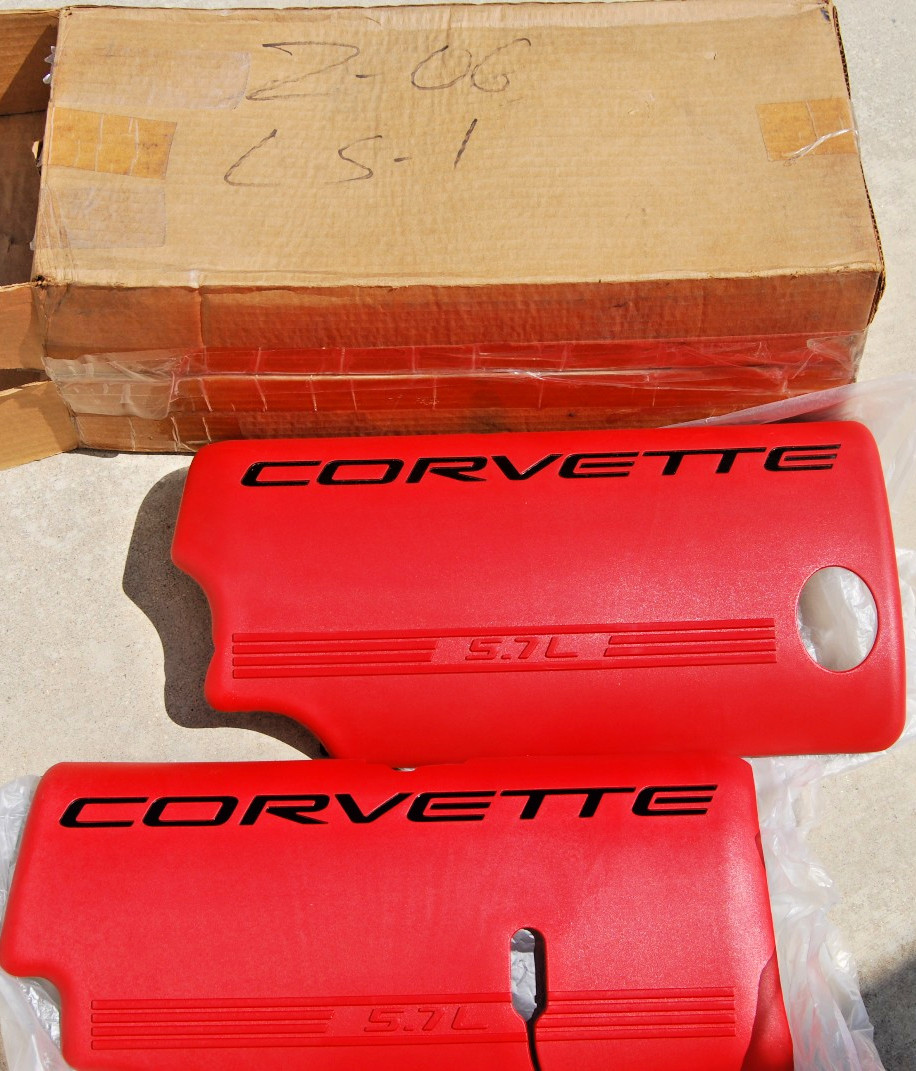 NOS 1999-2004 C5 CORVETTE Red Z06 Engine Fuel Rail Covers GM 12564257 12564258