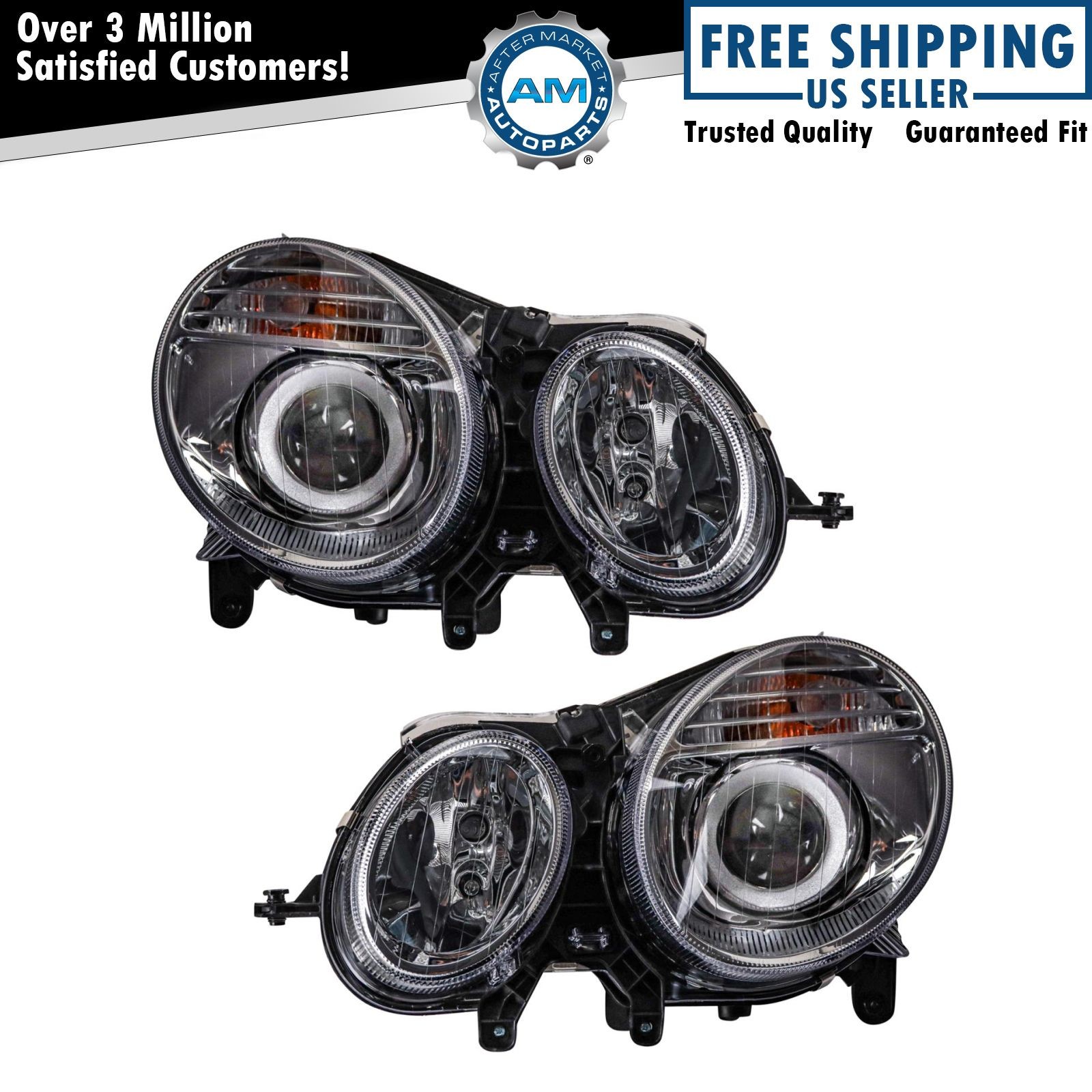 Headlight Assembly Set Fits 2007-2009 Mercedes-Benz E320 E350 E550 E63 AMG