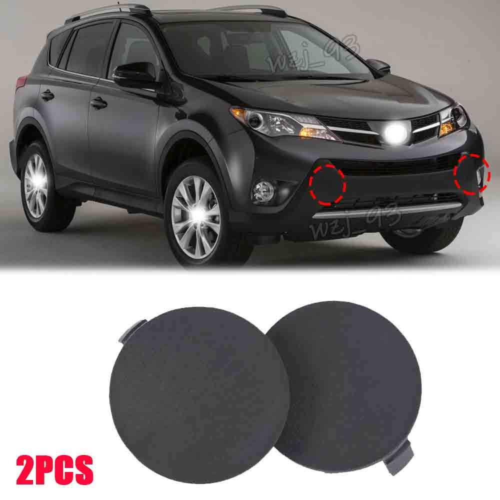 For Toyota RAV4 2013-2015 Front Pair Tow Hook Eye Cover Right & Left Bumper Cap