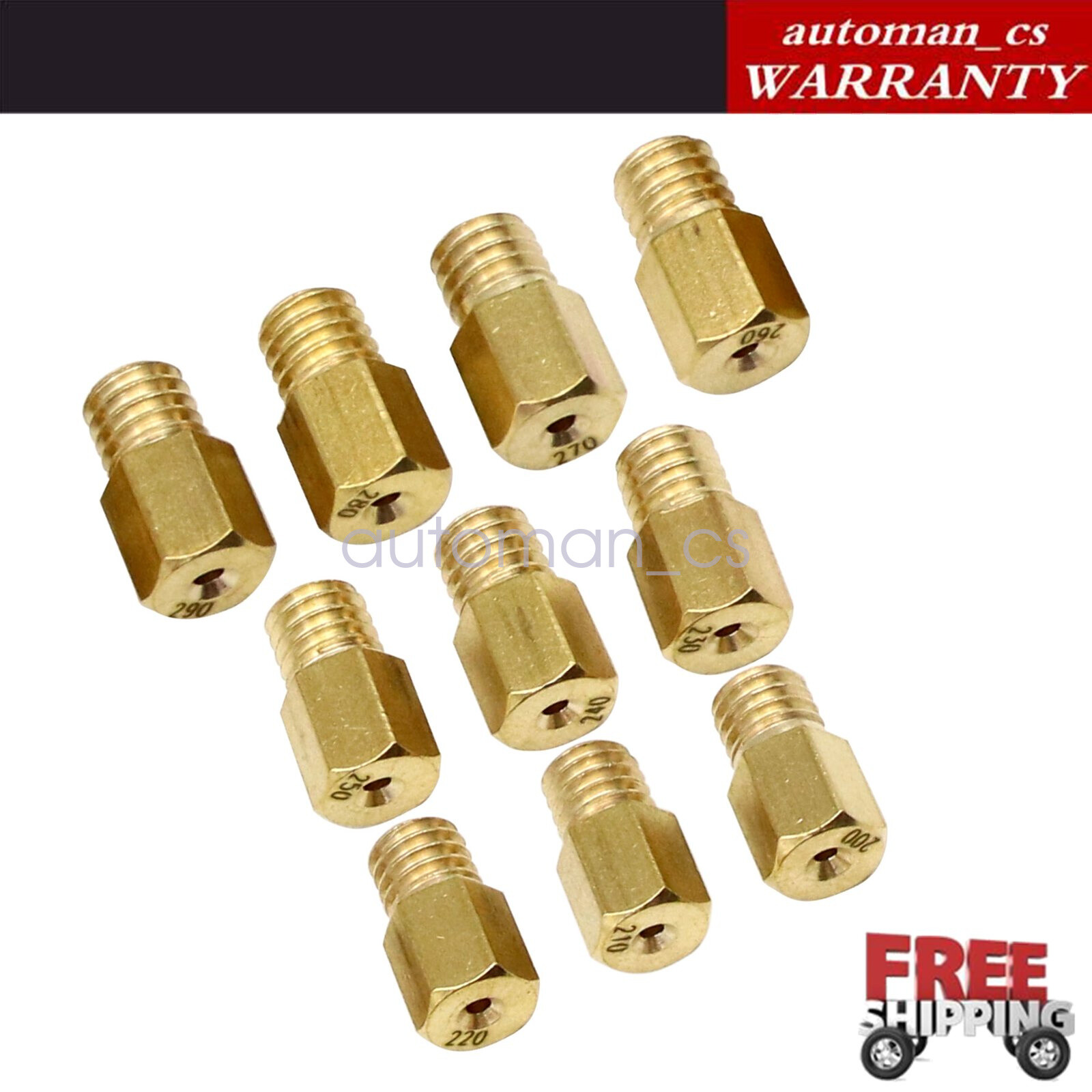 10pcs/kit Hex Type Main Jets MXc1436312 for VM/TM/TMX Carburetor 200-290 USA
