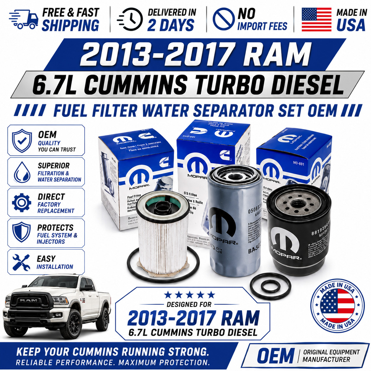2013–2017 RAM 6.7L Cummins OEM Filter Kit ⭐