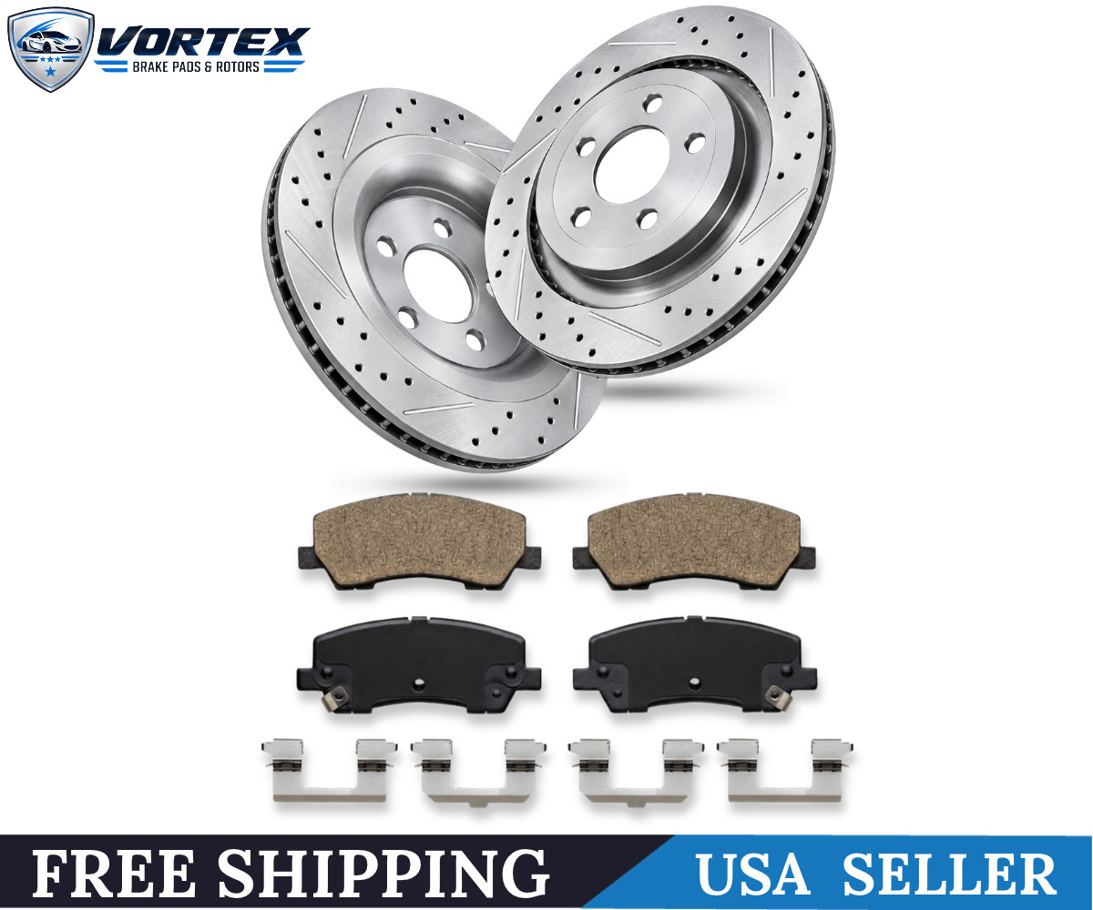 For Ford Mustang 2015-2023 Rear 13in Drilled Slotted Brake Rotors & Pads Kit