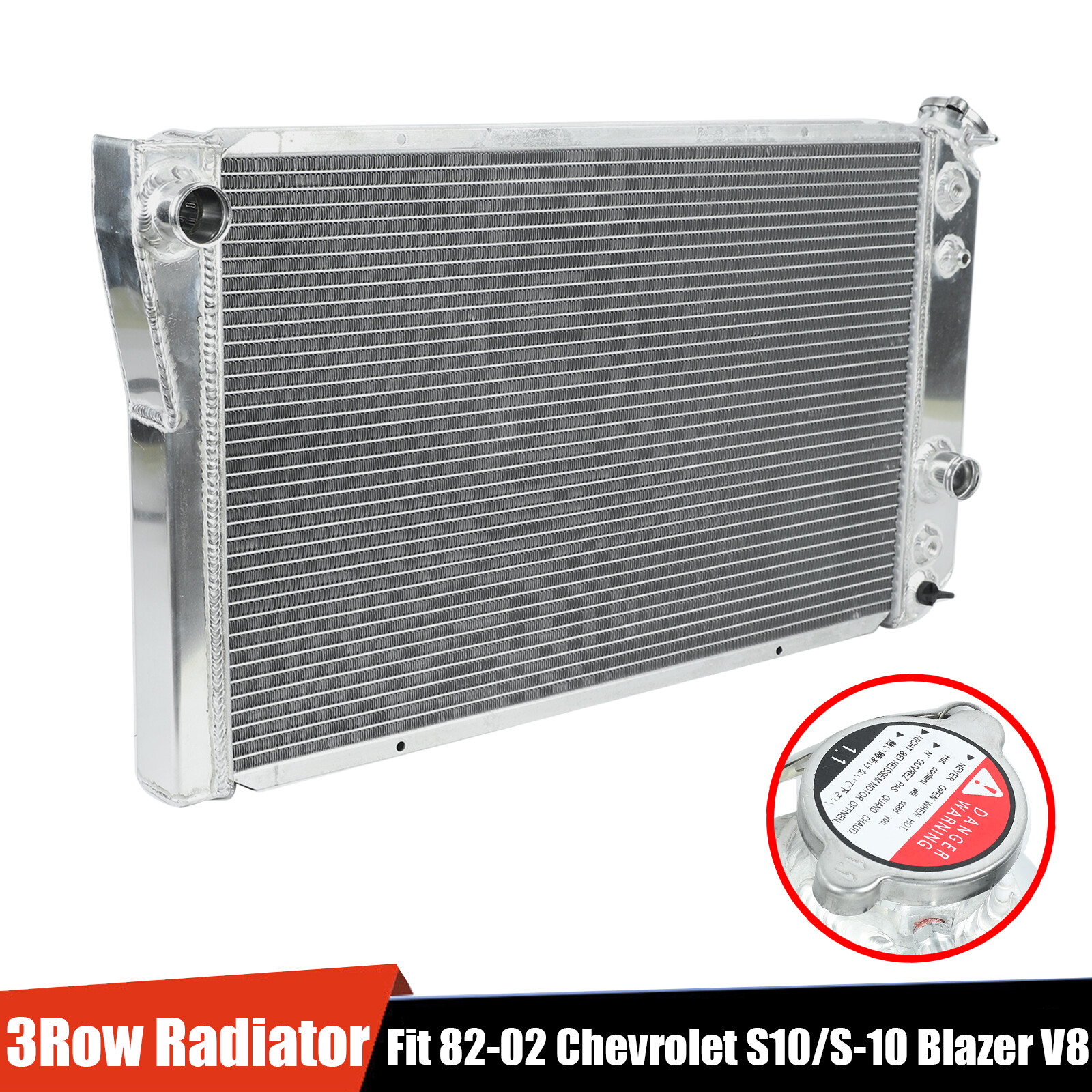 3 Row Aluminum Core Racing Radiator For 82-02 Chevy S10 Blazer V8 84-90 Corvette 3 Row Aluminum Core Racing Radiator For 82-02 Chevy S10 Blazer V8 84-90 Corvette