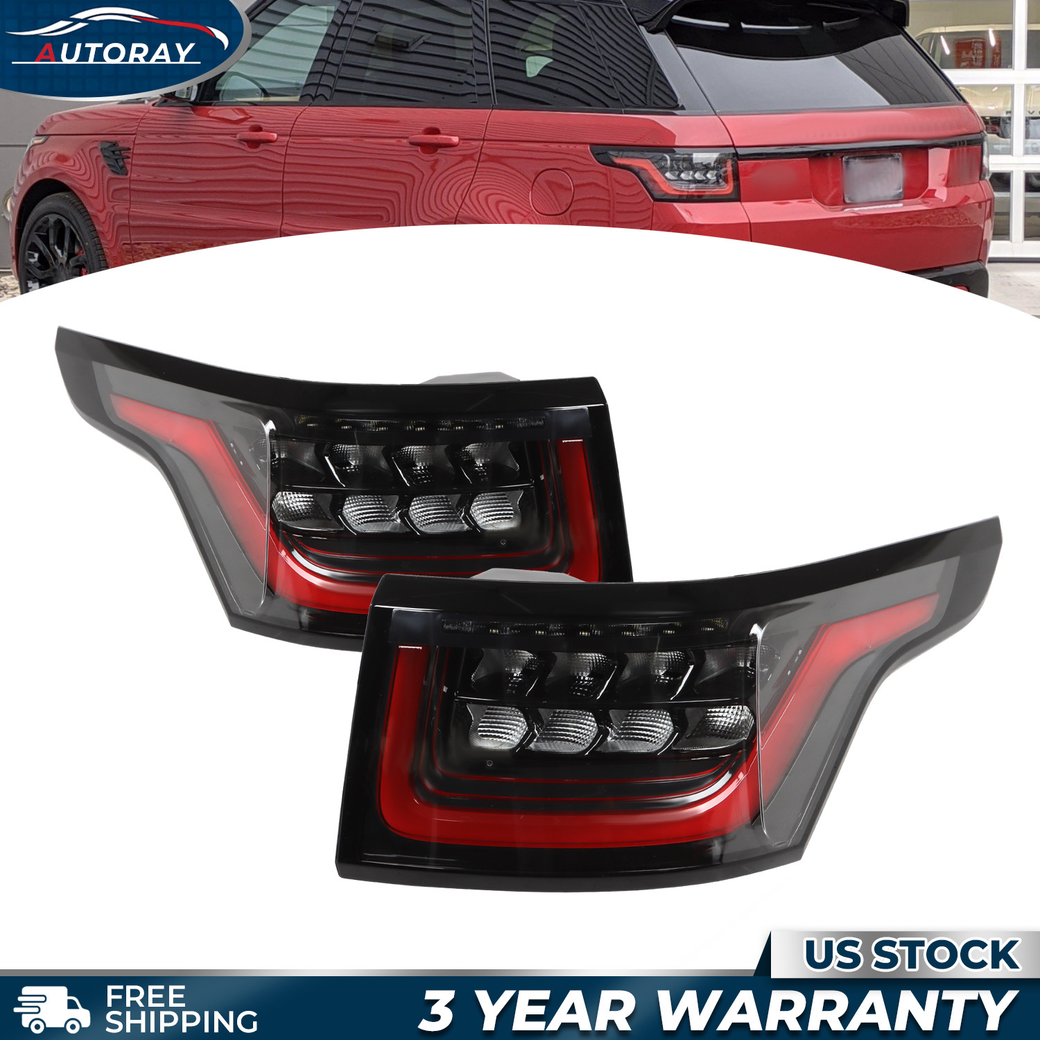 Rear LED Tail Light Assembly For 2014-2022 Land Rover Range Rover Sport 2pcs