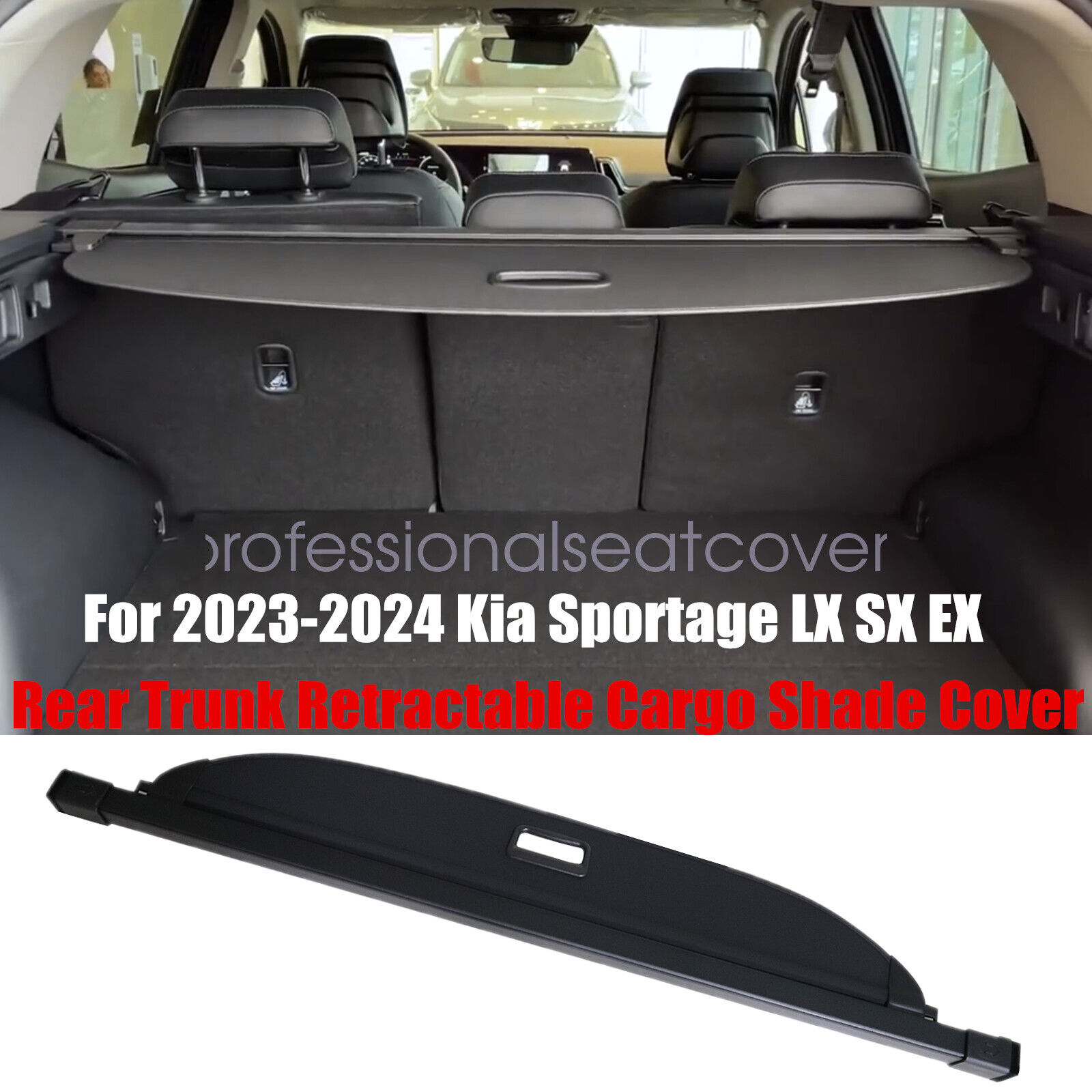 Retractable For 2023-2024 Kia Sportage EX Rear Trunk Cargo Shade Accessory Cover