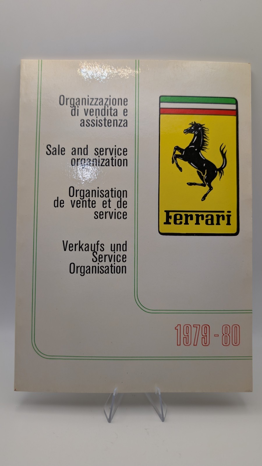 FERRARI 1979-80 DEALER DIRECTORY SALE AND SERVICE ORGANIZATION POUCH BOOK FERRARI 1979-80 DEALER DIRECTORY SALE AND SERVICE ORGANIZATION POUCH BOOK
