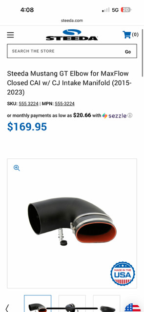Steeda Mustang GT Elbow for MaxFlow Closed CAI w/ CJ Intake Manifold (2015-2023) Steeda Mustang GT Elbow for MaxFlow Closed CAI w/ CJ Intake Manifold (2015-2023)