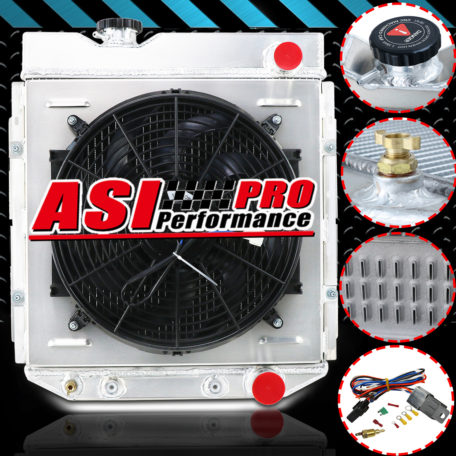 PRO 3 ROW Aluminum Radiator+Shroud Fan FOR 1964~1966 FORD MUSTANG V8 260 289 AT