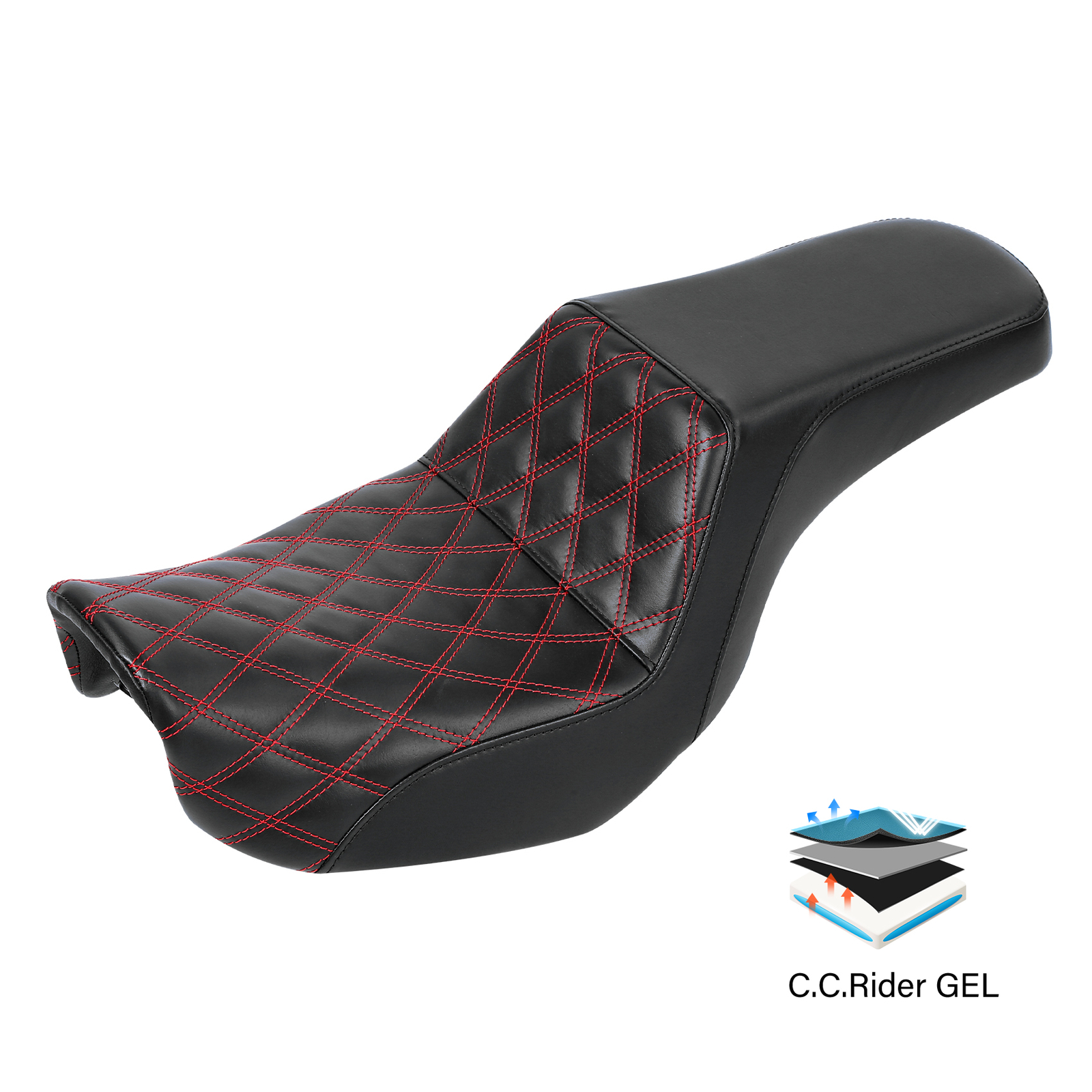 Two-Up Driver Rider Passenger Gel Seat For Harley Dyna Street Bob FXDB 2006-2017